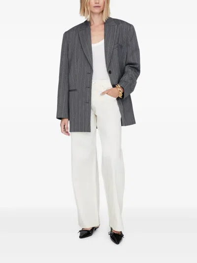 Anine Bing White Straight Leg Jeans