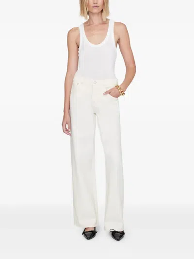 Anine Bing White Straight Leg Jeans
