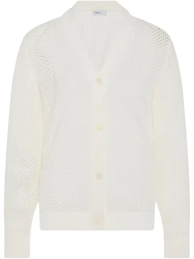 Rosetta Getty Cotton-blend Mesh Pointelle Cardigan In White