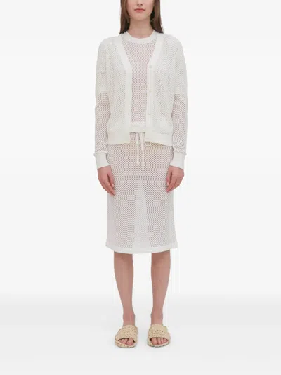 Rosetta Getty Cotton-blend Mesh Pointelle Cardigan In White