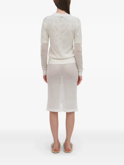 Rosetta Getty Cotton-blend Mesh Pointelle Cardigan In White