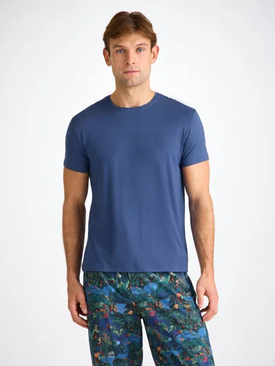 Derek Rose Mens Basel Crewneck Stretch-modal T-shirt Blue In Blue
