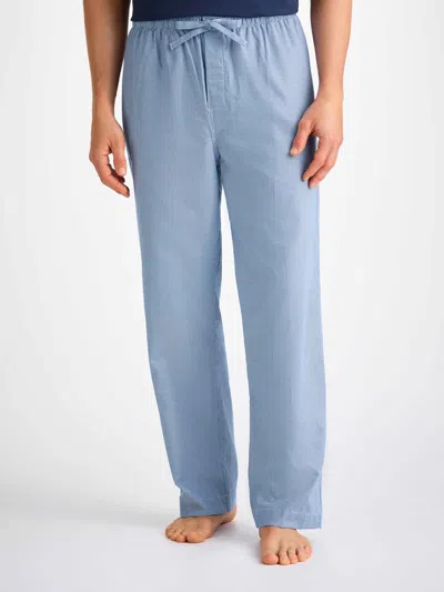 Derek Rose Cotton Puppytooth Lounge Trousers In Navy