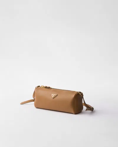 Prada Leather Shoulder Bag In Caramel