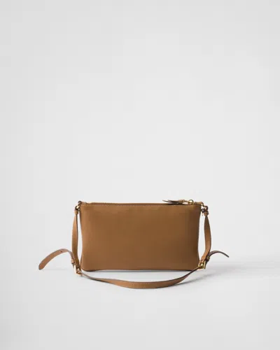 Prada Leather Pouch In Caramel