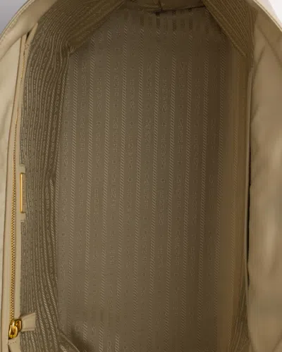 Prada Re-edition 1978 Large Re-nylon And Saffiano Leather Tote Bag In Desert Beige