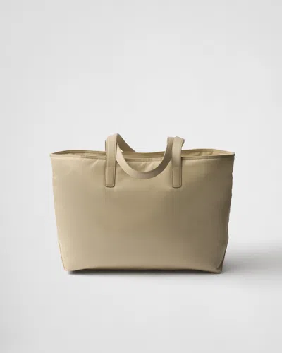 Prada Re-edition 1978 Medium Re-nylon And Saffiano Leather Tote Bag In Neutral