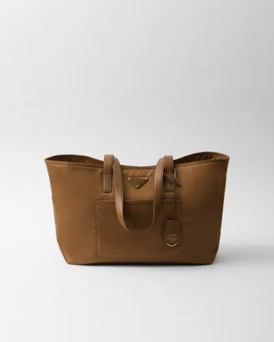 Prada Re-edition 1978 Medium Re-nylon And Saffiano Leather Tote Bag In Brandy
