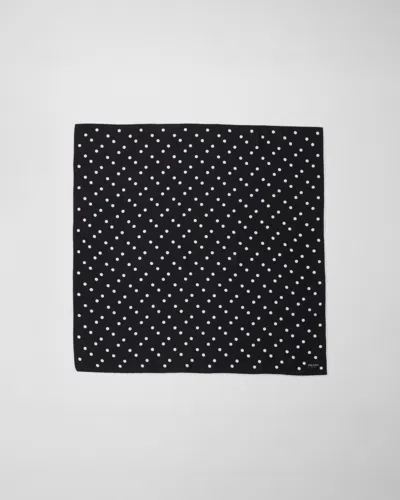 Prada Printed Silk Twill Scarf In Black/white