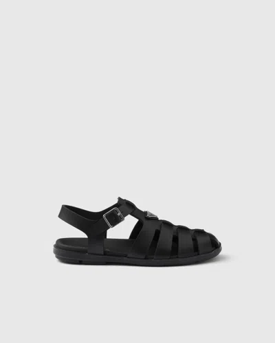 Prada Soft Project Cut-out Tech Sandals In Black