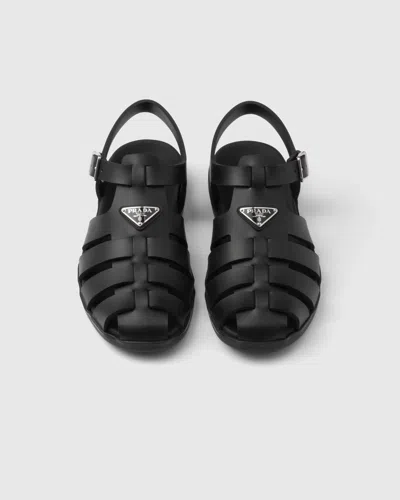 Prada Soft Project Cut-out Tech Sandals In Black