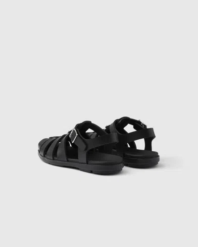Prada Soft Project Cut-out Tech Sandals In Black