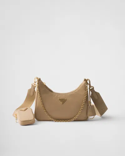 Prada Re-edition 2005 Re-nylon Bag With Saffiano Mini Bag In Brown