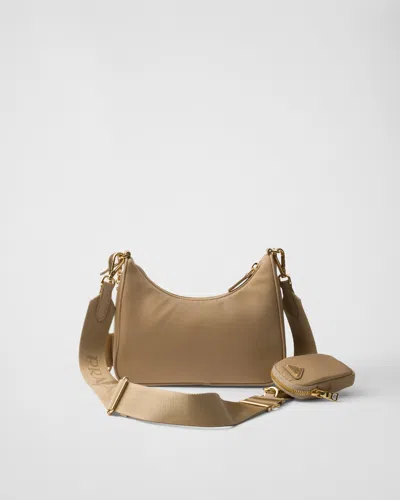 Prada Re-edition 2005 Re-nylon Bag With Saffiano Mini Bag In Brown
