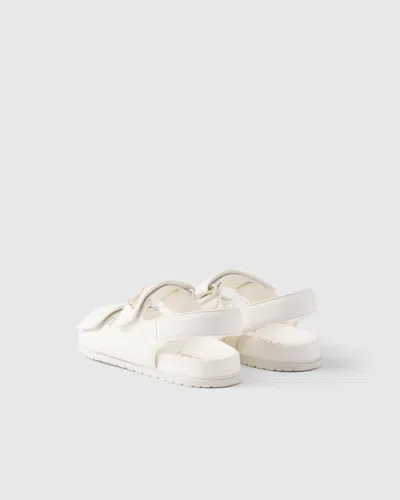 Prada Leather Triangle Sandals In Ivory