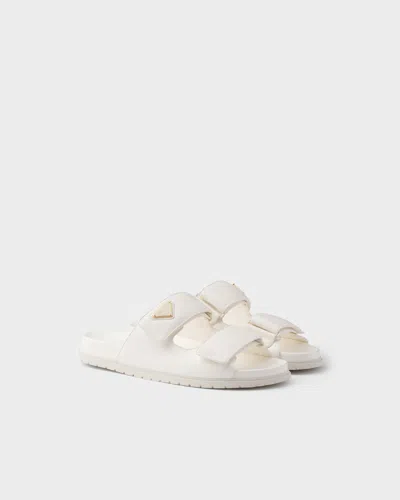 Prada Nappa Leather Slides In Ivory