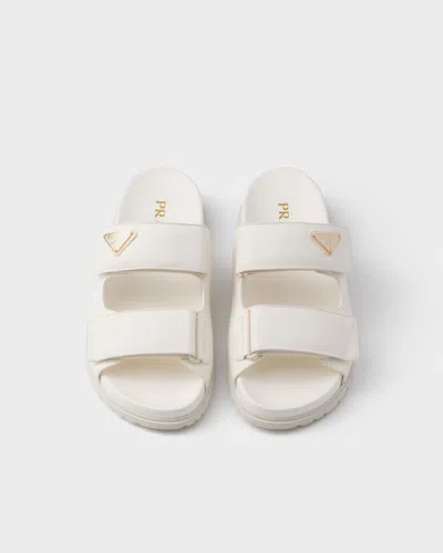 Prada Nappa Leather Slides In Ivory
