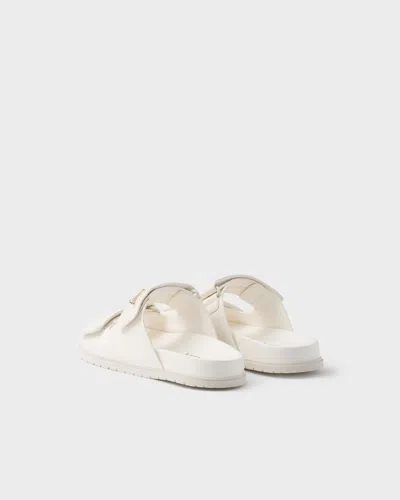 Prada Nappa Leather Slides In Ivory