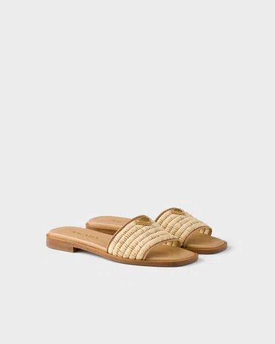 Prada Woman Beige Sandals & Slides In Natural