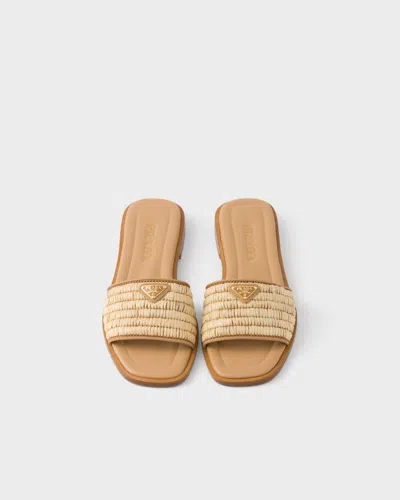 Prada Woman Beige Sandals & Slides In Natural