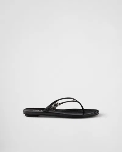Prada Slippers Infradito In Pelle Nera Donna In Black
