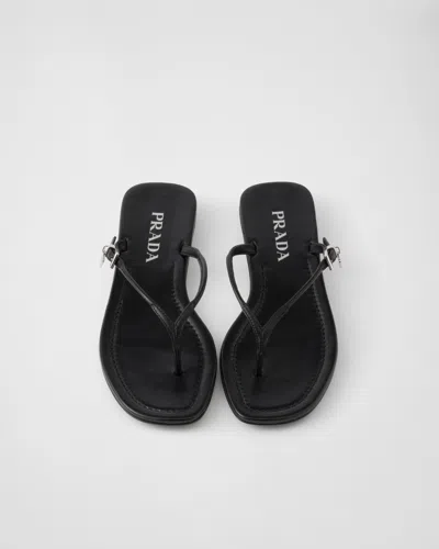 Prada Slippers Infradito In Pelle Nera Donna In Black