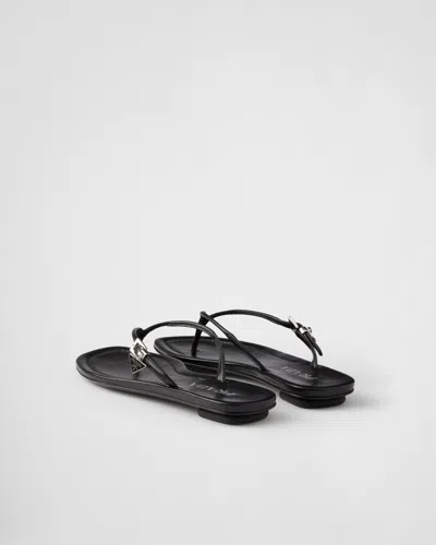 Prada Slippers Infradito In Pelle Nera Donna In Black