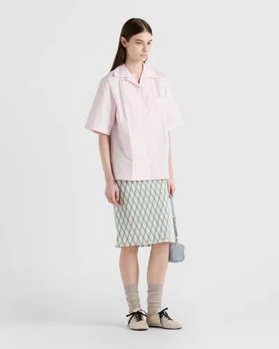 Prada Textured Fabric Diamond Pattern Skirt In Green