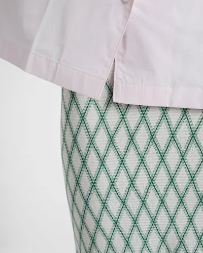 Prada Textured Fabric Diamond Pattern Skirt In Green