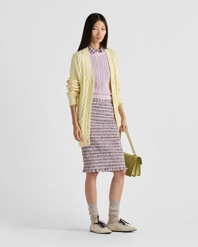 Prada Cotton Crew-neck Sweater In Mauve