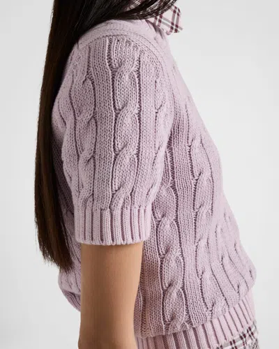 Prada Cotton Crew-neck Sweater In Mauve