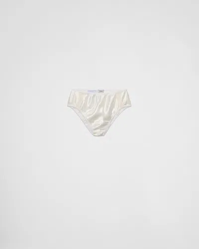 Prada Lace-trimmed Satin Panty In White