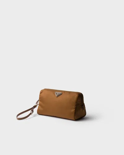 Prada Re-nylon Pouch In Brandy