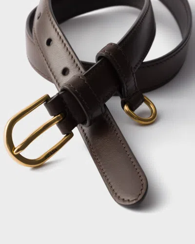 Prada Leather Belt In Ebony