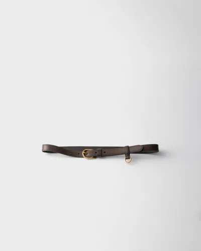 Prada Leather Belt In Ebony