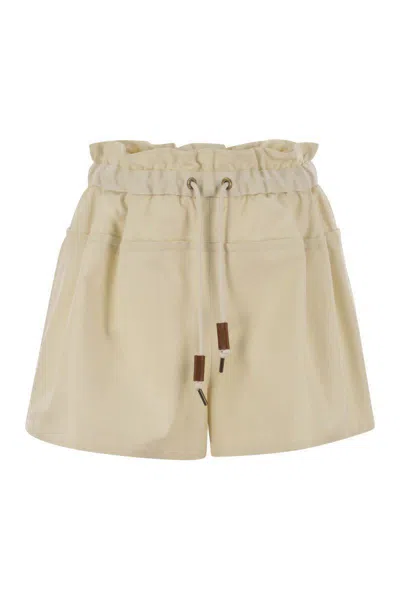 Moncler Cotton-blend Drawstring Shorts In Beige