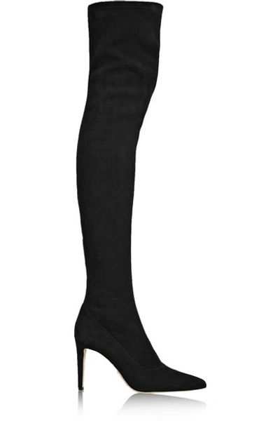 Shop Sergio Rossi Stretch-suede Over-the-knee Boots In Black