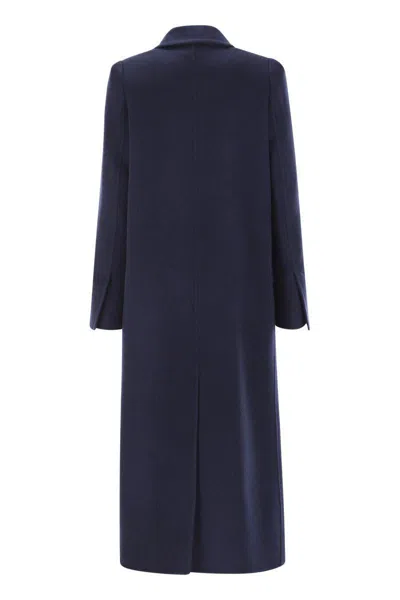 Max Mara Albania1234 Wool And Cashmere Long Coat In Blue