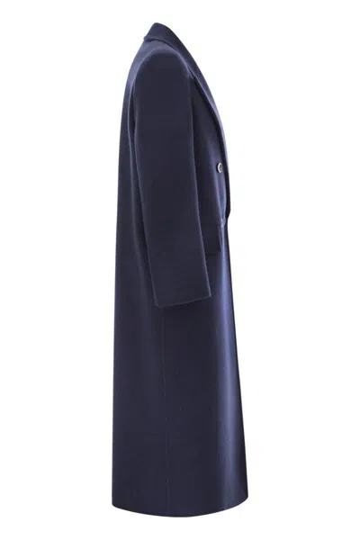 Max Mara Albania1234 Wool And Cashmere Long Coat In Blue