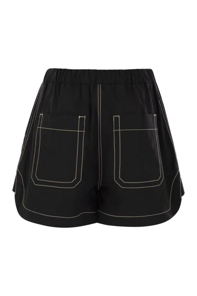 Sportmax Elastic Waist Shorts In Black