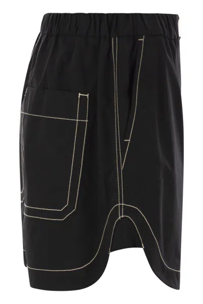 Sportmax Elastic Waist Shorts In Black