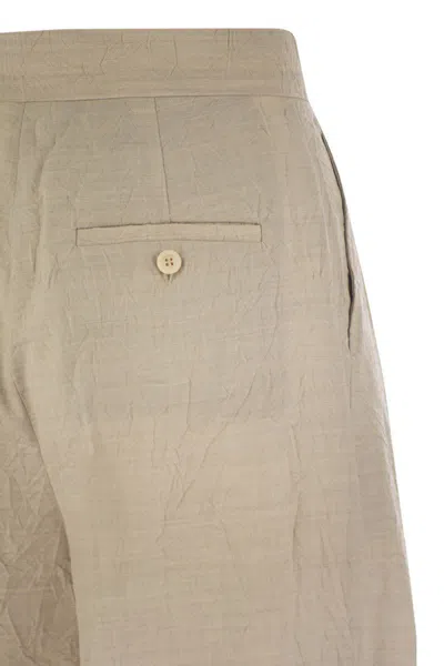 Max Mara Linen Trousers With Pleats In Grey