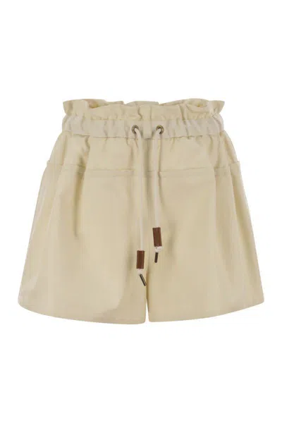 Moncler Cotton-blend Drawstring Shorts In Beige