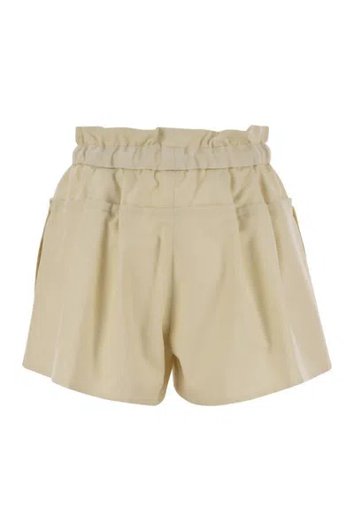 Moncler Cotton-blend Drawstring Shorts In Beige