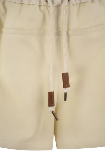 Moncler Cotton-blend Drawstring Shorts In Beige