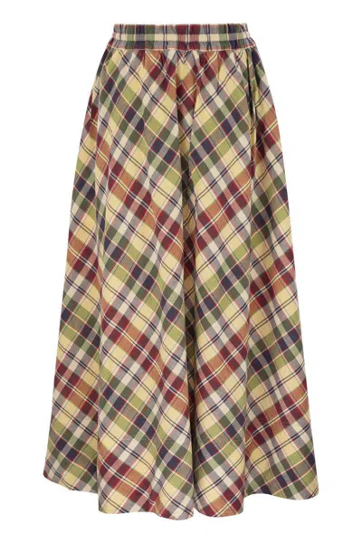 Polo Ralph Lauren Plaid Cotton Drawstring Maxiskirt In Multicolor