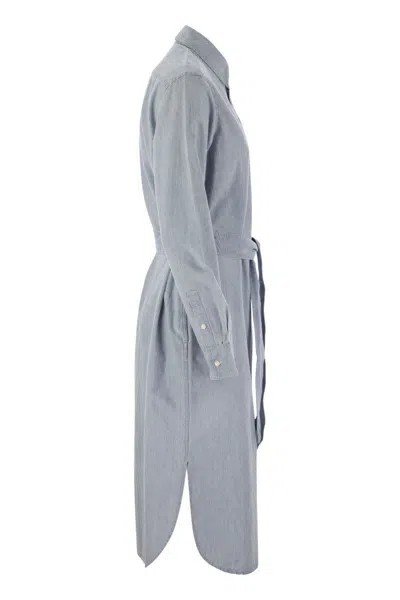 Polo Ralph Lauren Cotton Chemisier With Belt In Blue