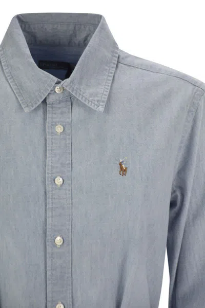 Polo Ralph Lauren Cotton Chemisier With Belt In Blue