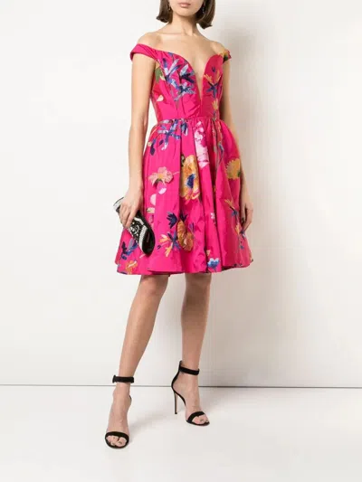 MARCHESA OFF-THE-SHOULDER COCKTAIL DRESS 