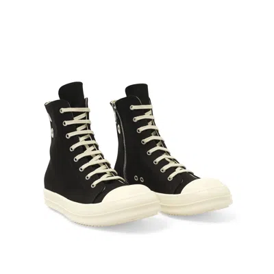 Shop Rick Owens Drkshdw Men's Gimp Eyelet Sneaks Sneakers In Black/milk